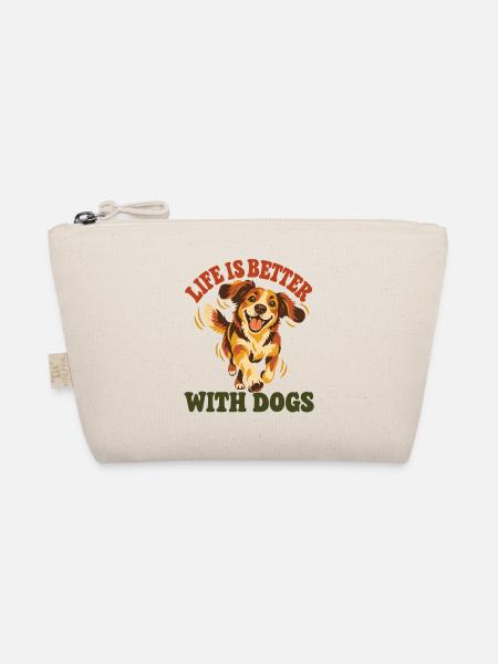 Das Leben ist besser mit Hunden – Happy Dog Retro Art - Bio-Täschchen - Natur
