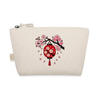 Japanische Lampion Sakura Kirschblüte Vektor Shirt - Bio-Täschchen - Natur - Vorne