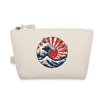 Große Welle Sonne Sakura Japan Kunst Vektor Shirt - Bio-Täschchen - Natur - Vorne