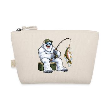 Fröhlicher Yeti beim Angeln – Lustiges Outdoor Mot - Bio-Täschchen - Natur - Vorne