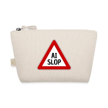 AI SLOP WARNSCHILD ACHTUNG KI MÜLL LUSTIGER SPRUCH - Bio-Täschchen - Natur - Vorne
