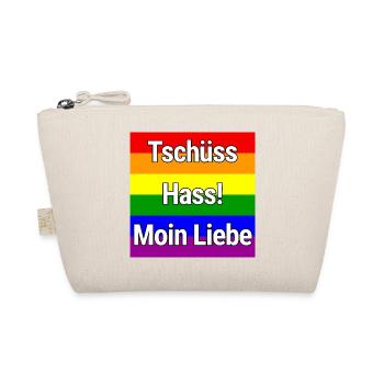 TSCHÜSS HASS MOIN LIEBE REGENBOGEN STATEMENT SHIRT - Bio-Täschchen - Natur - Vorne