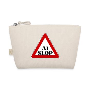 AI SLOP WARNSCHILD ACHTUNG KI MÜLL LUSTIGER SPRUCH - Bio-Täschchen - Natur - Vorne