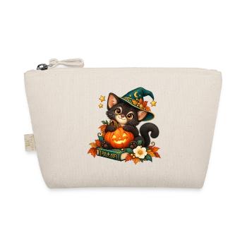 Halloween-Katze mit verzaubertem Kürbis - Bio-Täschchen - Natur - Vorne