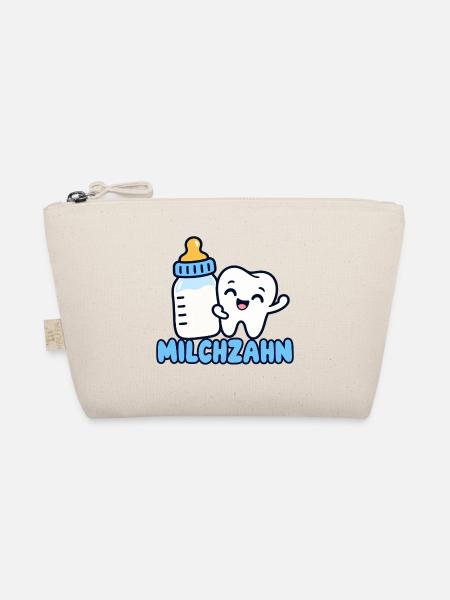 Milchzahn – Süßes Baby & Kinder Zahn Motiv - Bio-Täschchen - Natur