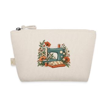 Nähmaschine mit Blumen - Vintage Nähen - Bio-Täschchen - Natur - Vorne