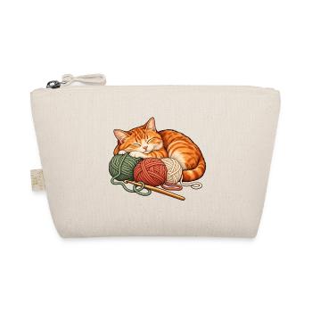 Häkeln und Katzen - Katze mit Wollknäueln - Bio-Täschchen - Natur - Vorne
