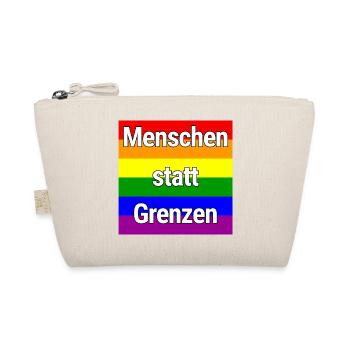 MENSCHEN STATT GRENZEN REGENBOGEN STATEMENT - Bio-Täschchen - Natur - Vorne