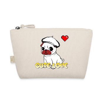 Süßer Liebes-Mops - Bio-Täschchen - Natur - Vorne