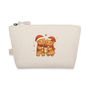 Aquarell-Lebkuchen-Paar mit Geschenk - Bio-Täschchen - Natur - Vorne