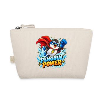 Pinguin Power Superheld-Design - Bio-Täschchen - Natur - Vorne