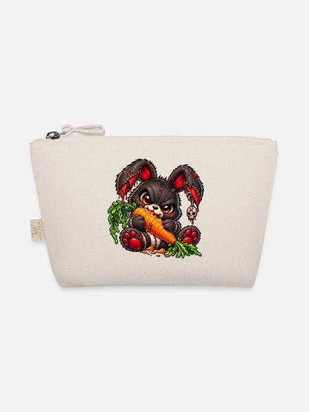 Gothic Hase mit Karotte – Dark Kawaii Bunny - Bio-Täschchen - Natur