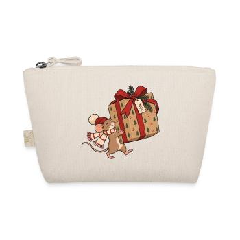 Christmas Mouse With Gift - Bio-Täschchen - Natur - Vorne