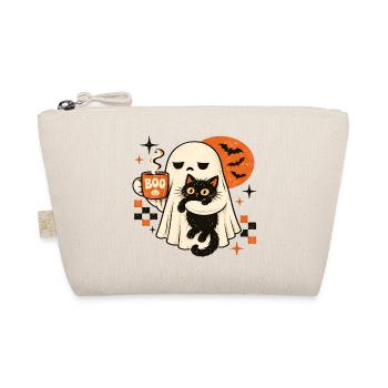 Retro Halloween – Geist und Schwarze Katze - Bio-Täschchen - Natur - Vorne