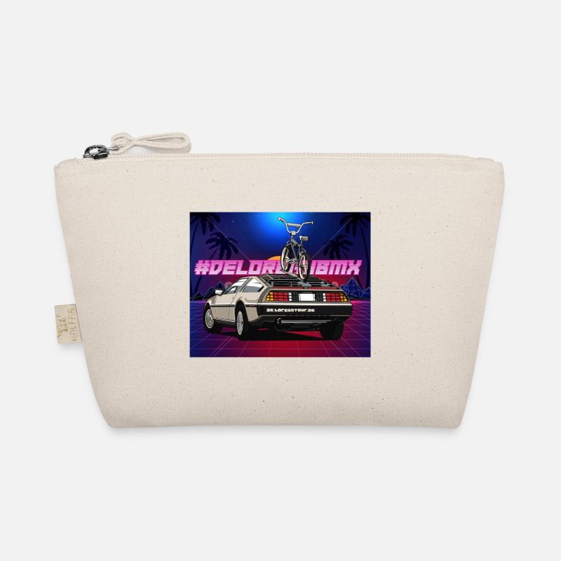 Delorean Future 80s Car mit Oldschool BMX Tour - Bio-Täschchen - Natur