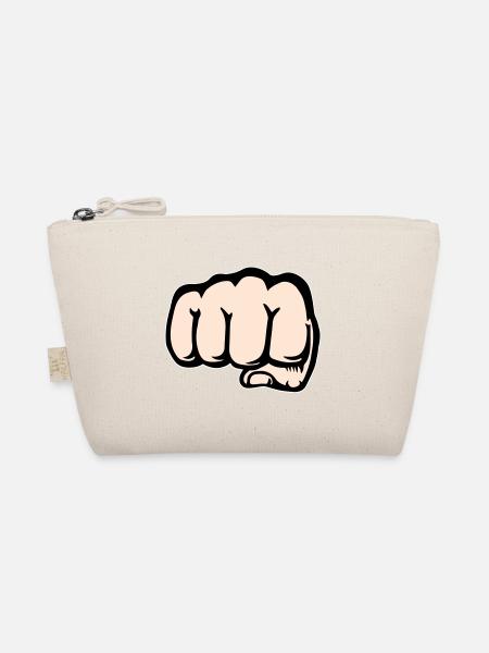 Fist hand icon front - Organic Pouch - nature - Front