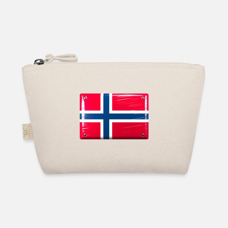 Norwegen Flagge Fahne Blechschild-Optik - Bio-Täschchen - Natur