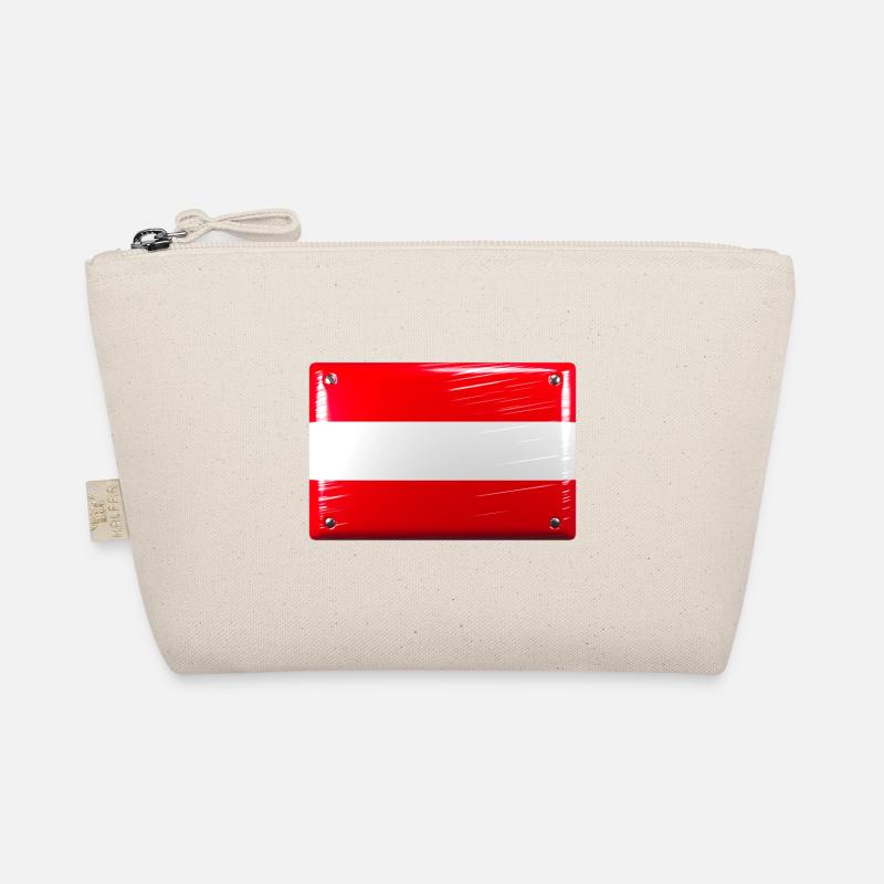 Österreich Flagge Fahne Blechschild-Optik - Bio-Täschchen - Natur
