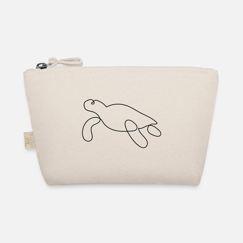 Turtle One-Line Style - Organic Pouch - nature