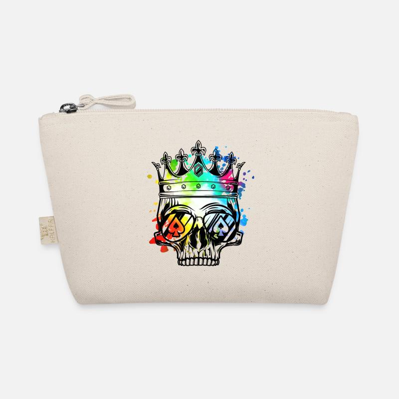 Skeleton Skull Crown King Symbol Organic Pouch