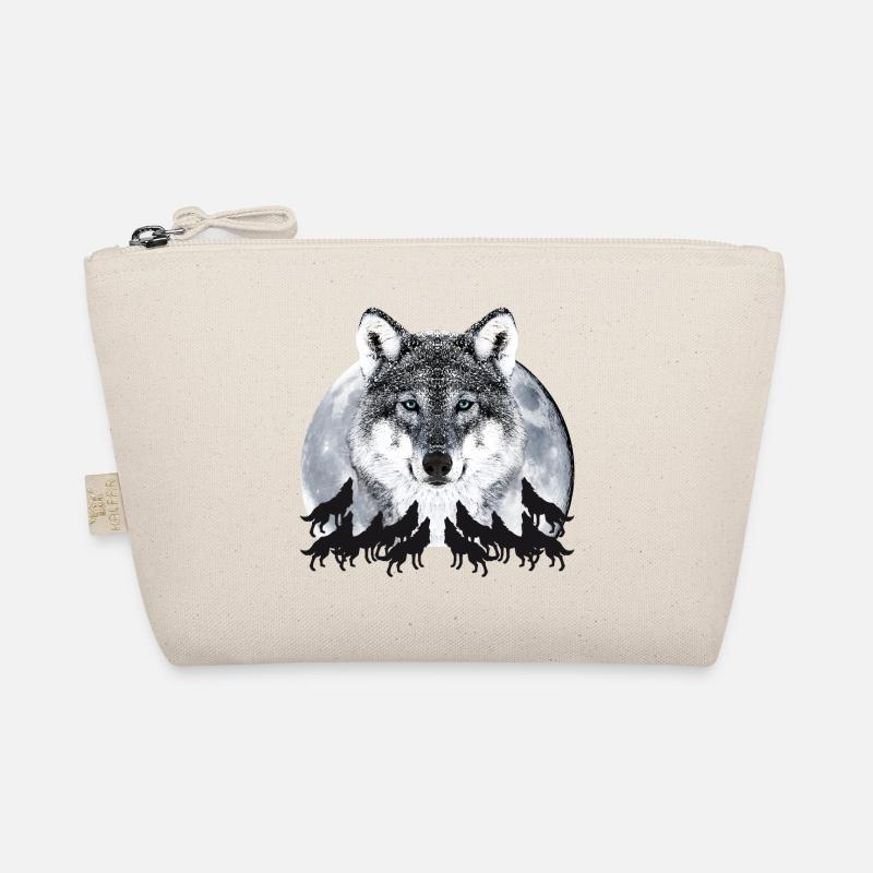Wolf VollMond Pack Leader Rudelführer Dein Text Bio-Täschchen