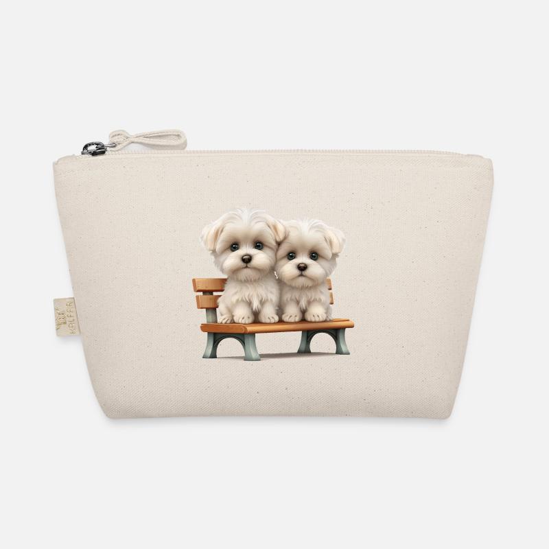 2 Maltese on bench gift Organic Pouch