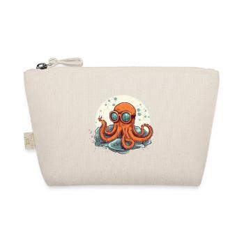 Nerdy Comic Octopus with Glasses - Organic Pouch - nature - Front