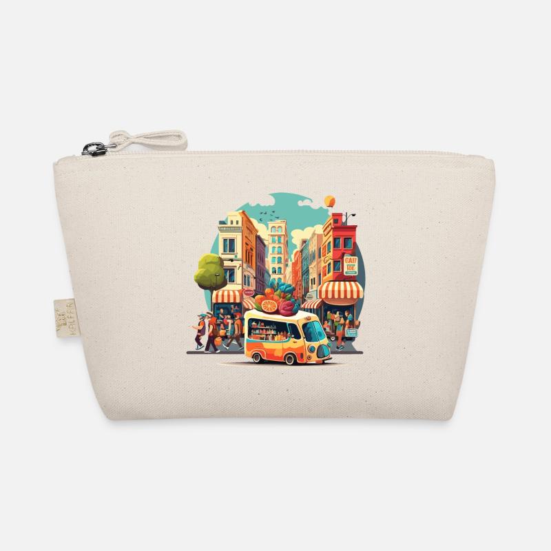 Le marché animé de la ville Trousse biologique