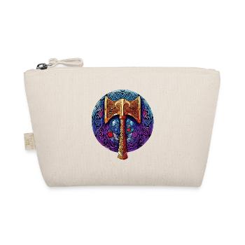 Golden Viking axe in modern design with runes - Organic Pouch - nature - Front