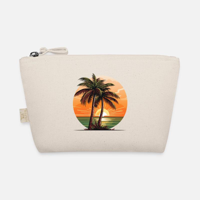 Cocotiers sur la plage devant un coucher de soleil Trousse biologique