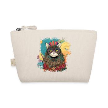 Cool colorful hippie hipster cat with glasses - Organic Pouch - nature - Front