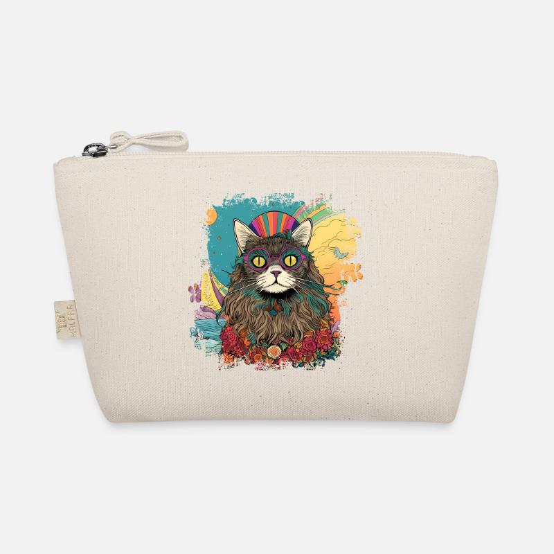 Coole bunte Hippie Hipster Katze mit Brille Bio-Täschchen