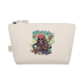 Psychedelisches Hippie Skelett mit Gitarre - Bio-Täschchen - Natur - Vorne
