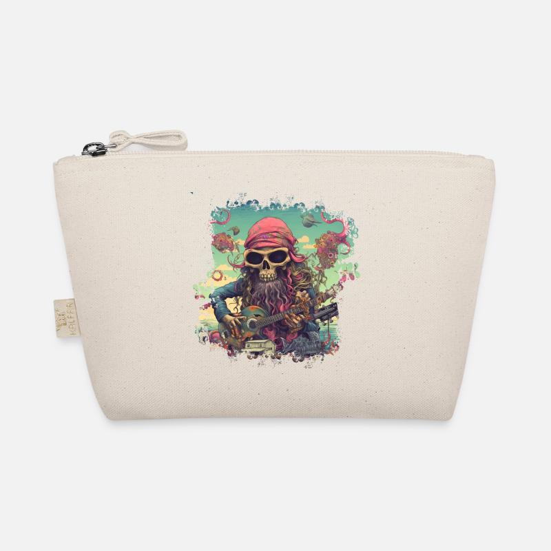 Psychedelisches Hippie Skelett mit Gitarre Bio-Täschchen