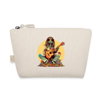 Cool hippie frog with guitar and flowers retro - Organic Pouch - nature - Front