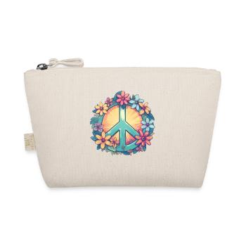 Groovy rétro signe de paix avec des fleurs Pastel - Trousse biologique - nature - Devant