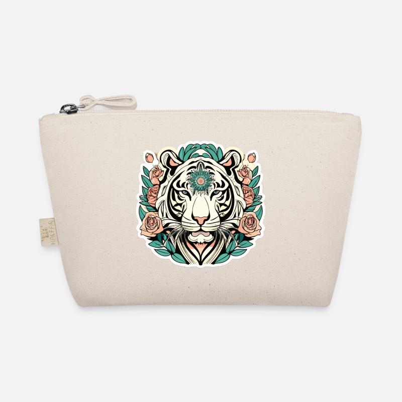 Tiger with Roses Blossoms Gift Organic Pouch