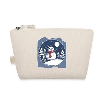 Frosty Wonderland Snowman Snowy Winter Night Scene - Organic Pouch - nature - Front
