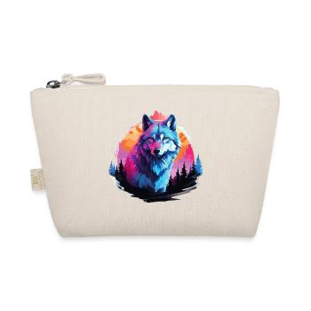 Wolf Wolfskopf Wölfe Wolfsrudel Natur Neon Bunt - Bio-Täschchen - Natur - Vorne