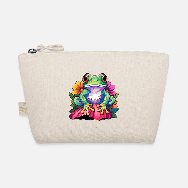 Bunter lustiger Frosch - Bio-Täschchen - Natur