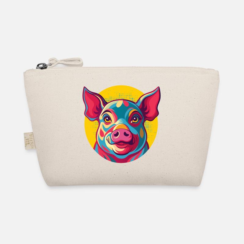 SCHWEINCHEN-POP-ART - Bio-Täschchen - Natur