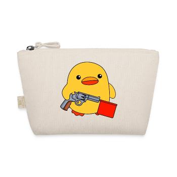 Lustige Baby Ente mit Spielzeugpistole Knallfahne - Bio-Täschchen - Natur - Vorne