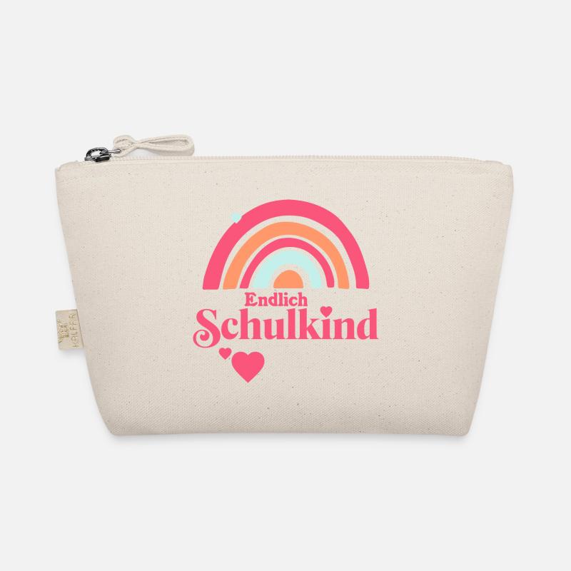 Enmdlich Schulkind - Boho Regenbogen mit Herz Bio-Täschchen