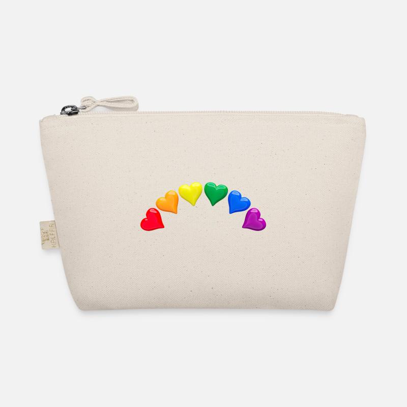 Glänzende Herzen in LGBT-Regenbogenfarben Bogen - Bio-Täschchen - Natur