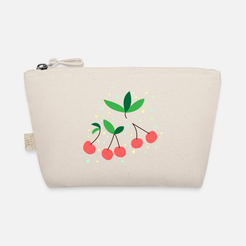 CHERRIES FRUIT LEAVES CIRCLES PATTERN Organic Pouch