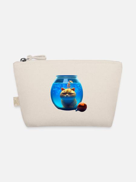 Christmas cat in a fishbowl - Organic Pouch - nature - Front