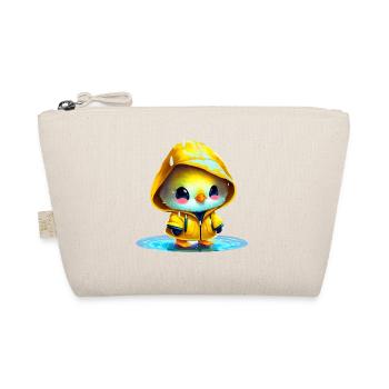 Raincoat wearing chick in puddle - Organic Pouch - nature - Front