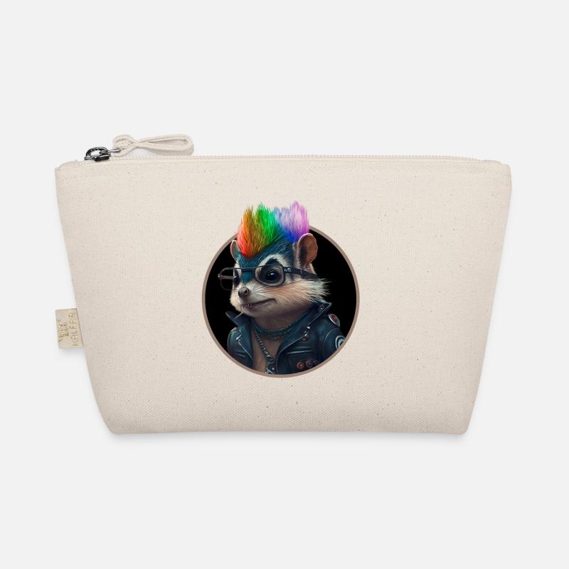 Punk Eichhörnchen mit Regenbogen Irokese Frisur - Bio-Täschchen - Natur