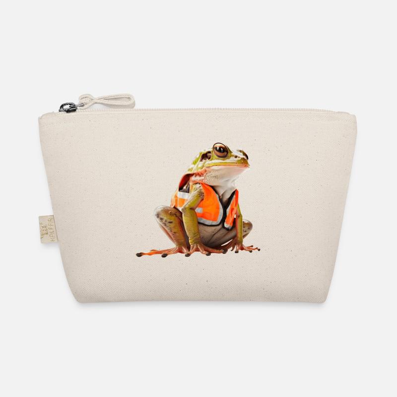 Der Frosch ist unterwegs mit seiner Warnweste - Bio-Täschchen - Natur