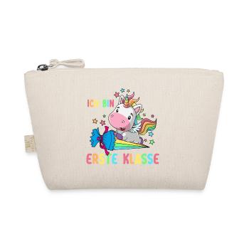 Einhorn Einschulung Schulkind Schule Zuckertüte - Bio-Täschchen - Natur - Vorne